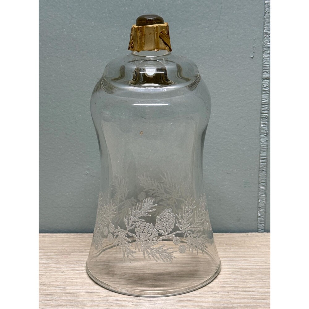Vintage Etched Christmas Wreath Glass Votive Cup, HOMCO Peg Candle Holder